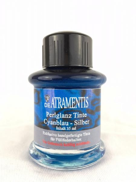 Tinte DeAtramentis Pearlglanz-Tinte Cyanblau Silber